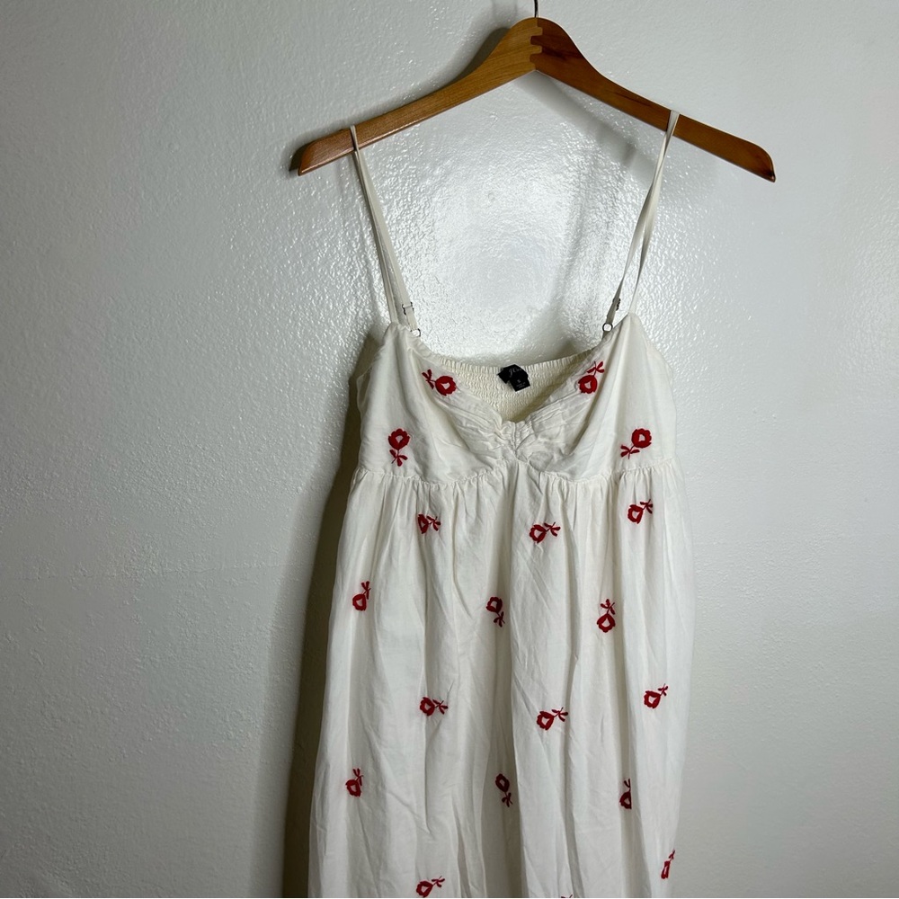 J. Crew Embroidered Beach Maxi Dress White Red 100% Cotton Size Small - Picture 5 of 13